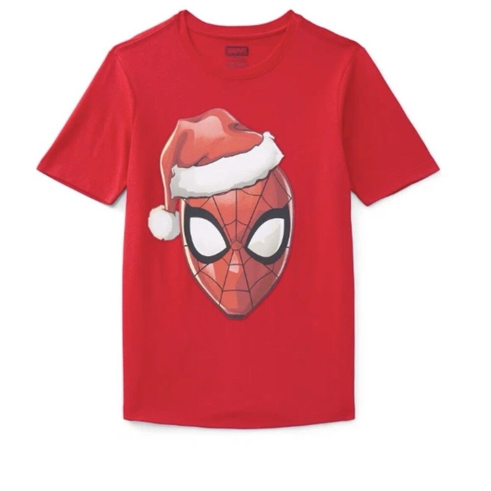 Spiderman Boy's Printed Christmas Tee Santa Spidey/ Red Size 2XL (18)